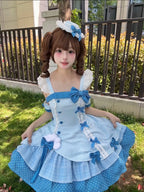 Blue Polka Dot Ruffled Sweet Lolita Jumper Skirt - Sweetheart Dream | CoyBunny