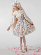Rabbit Theme Sweet Lolita JSK Dress with Blue Diamond Print | CoyBunny