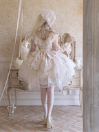 Champagne Big Bow Train with Pearls - Sweetheart Macaron Lolita | CoyBunny