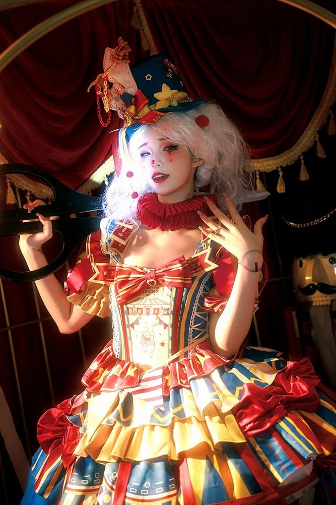 Red and blue bunny circus Sweet Lolita JSK dress ¨C outfit styling