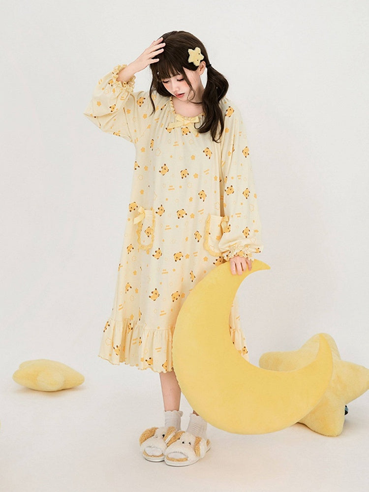 Yellow Mango Print Peter Pan Dress - Tan Tuan | CoyBunny
