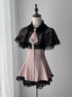 Stripe Dress Set with Lace Cape and Tie - Ekomi | CoyBunny
