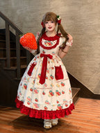 Curvy Strawberry Print Bow-Adorned Floral Skirt Dress - Versatile girl | CoyBunny