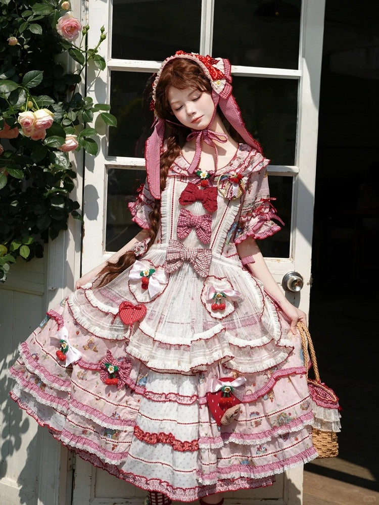 Beige Red Polka Dot Tiered Ruffles Lolita Petticoat - DrunkCoco | CoyBunny