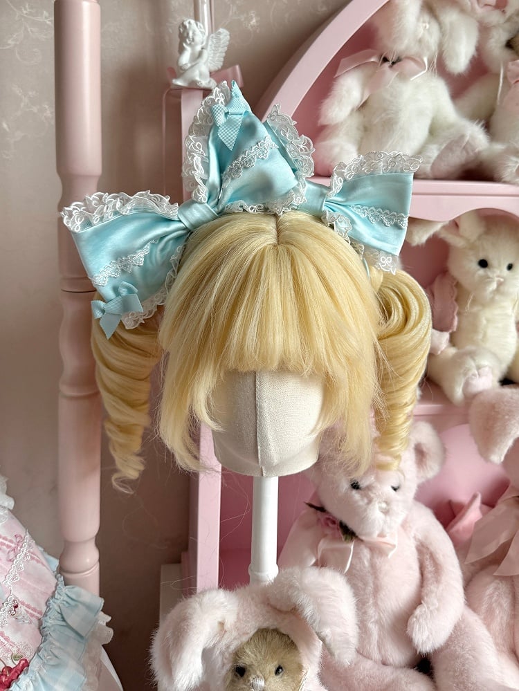 Pink Blue Lace Trimmed Bow Sweet Lolita KC - Strawberry Fantasy | CoyBunny