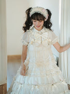 Beige Bow Accents Ruffle Trimming Sweet Lolita Layered-Look Dress | CoyBunny
