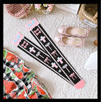 Black and Pink and Blue Sweet Lolita Cross and Bowknot Print Overknee Stockings | CoyBunny