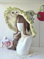 Red/Green Apple Lolita Witch Hat with Ruffled Trim | CoyBunny