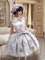 Oriental Lilac Halter Bow Floral JSK Outfit - Yimu Walnut | CoyBunny