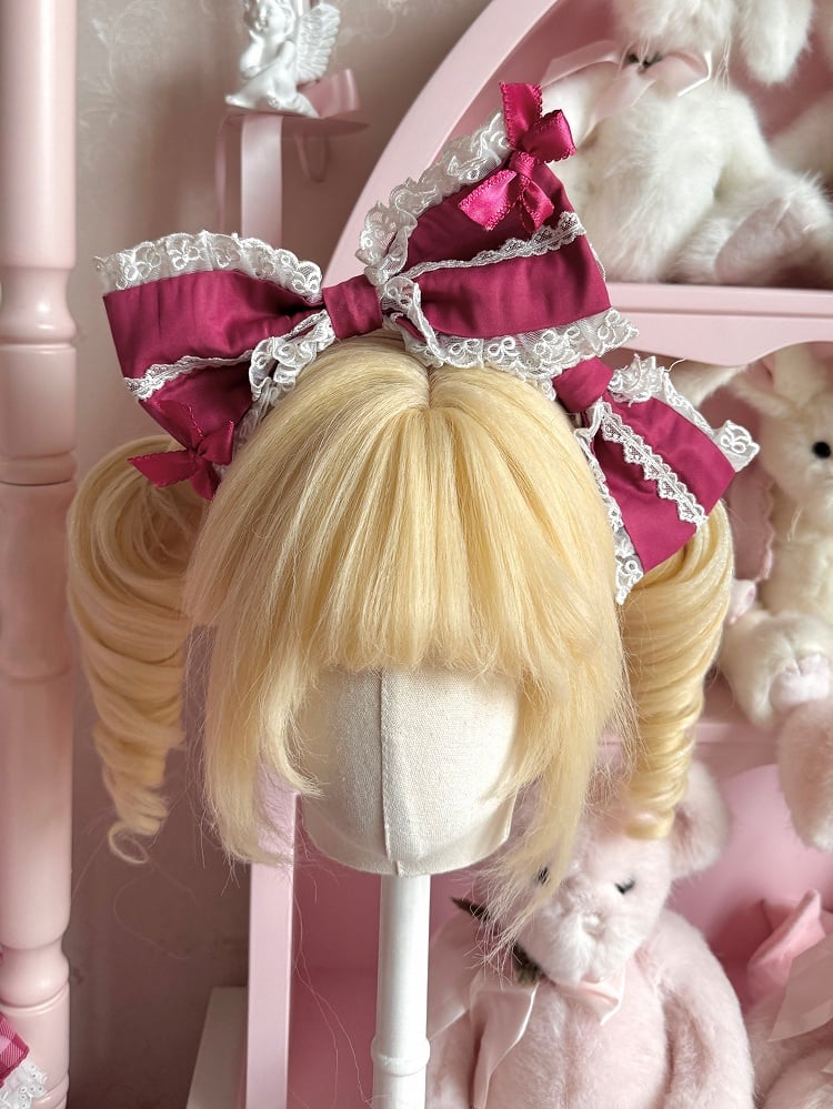 Pink Blue Lace Trimmed Bow Sweet Lolita KC - Strawberry Fantasy | CoyBunny