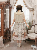 Green Cat Print High Waist Sweet Lolita Jumper Skirt - NyaNya | CoyBunny
