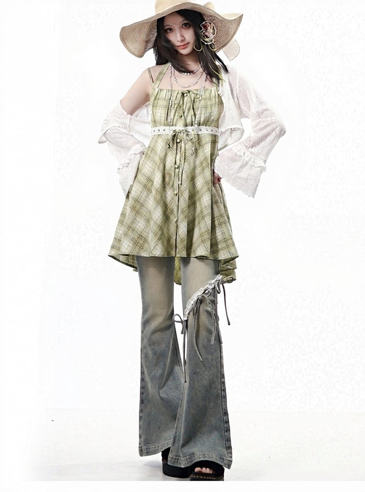 Green Plaid Halter Dress - PINK SAVIOR | CoyBunny