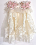 Hanayome Pink Corset Waist Hime Lolita Floor Length Dress Long Version with Floral Embroidery Layered Hem | Lukemi | CoyBunny