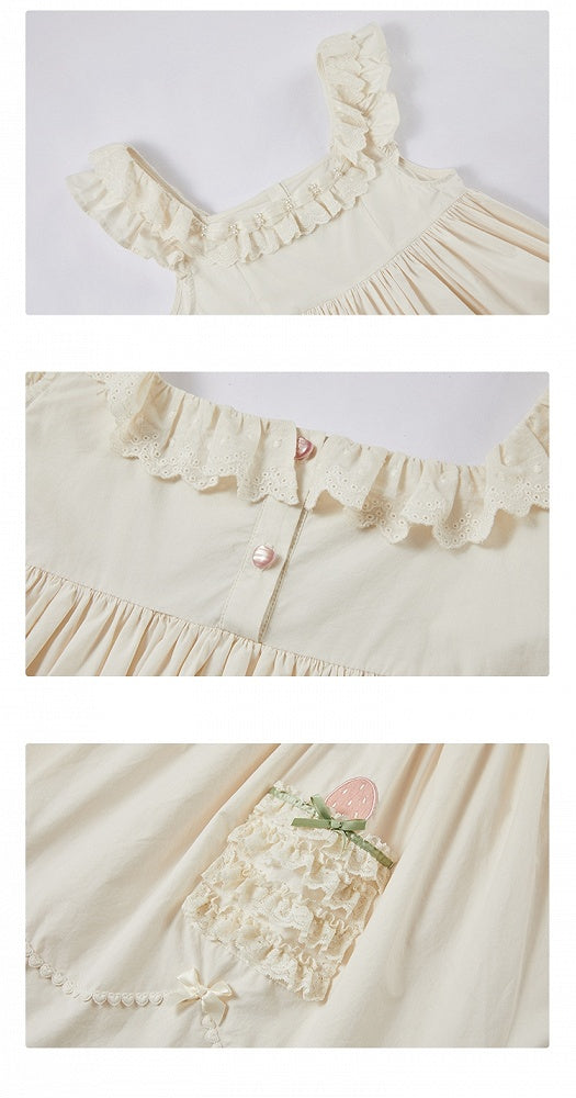 Beige Bow Accents Ruffle Trimming Sweet Lolita Layered-Look Dress | CoyBunny