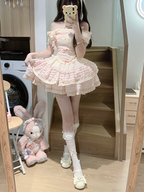 Sweet Lolita Milk White Bow Heart Buckle Strap Block Heel Mary Janes - XIN MENG | CoyBunny