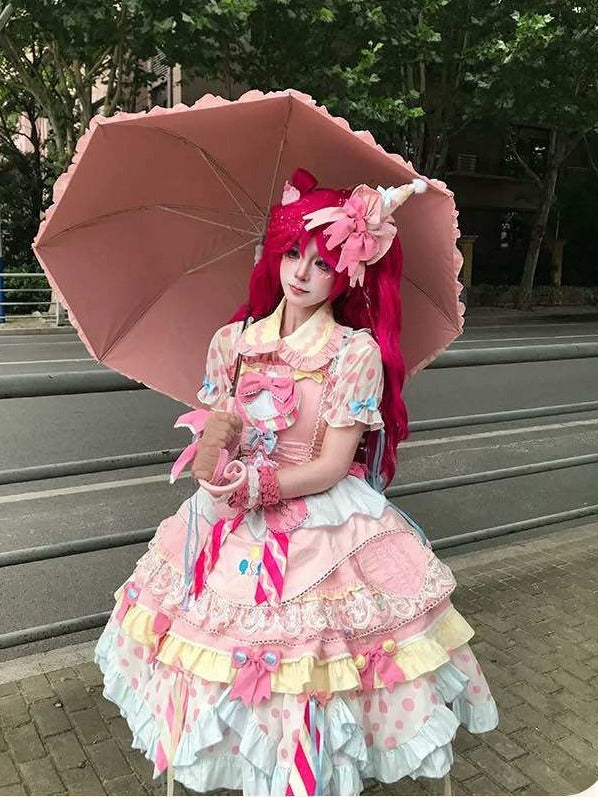 Pastel Sweet Lolita JSK Dress with Polka Dots and Scalloped Hem - Dollet | CoyBunny