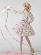 Rabbit Theme Sweet Lolita JSK Dress with Pink Diamond Print | CoyBunny