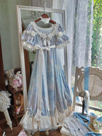 Blue Empire Waist Oil Painting Maxi Dress - Every Page of Poetry | CoyBunny