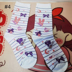 Sweet Lolita Calf Socks with Cake, Strawberry and Bow Print | CoyBunny