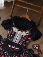 Gray/Pink Sweet Short Puff Sleeve Lolita Blouse | CoyBunny
