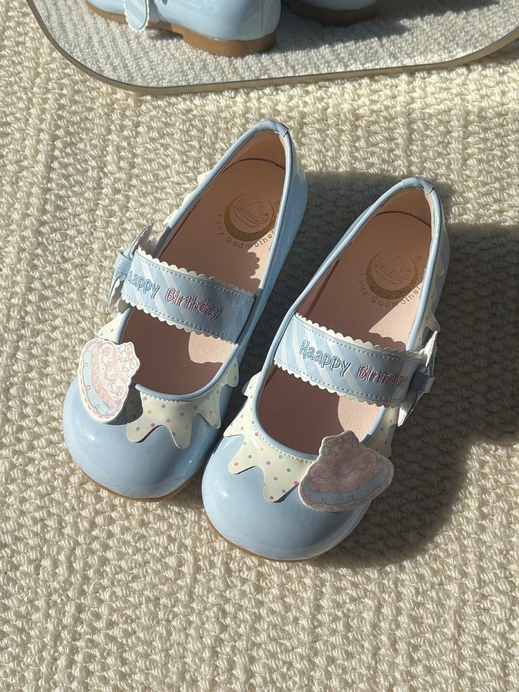 Blue Sweet Cake Detail & Birthday Letter Embroidery Flats - Fairy Godmother | CoyBunny