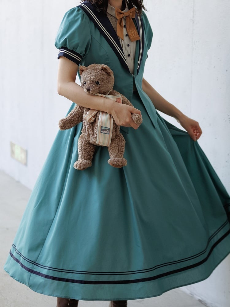 Turquoise Sailor Collar Elegant Lolita Dress - LilyVow | CoyBunny
