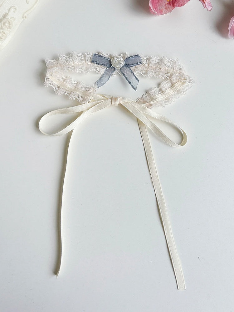 Blue Mini Bow Lace Collar Necklace - With PUJI | CoyBunny