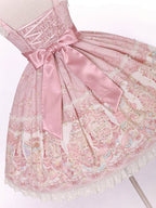 Sweet Pink Doll-Themed Lolita JSK with Bow Accents and Toy Bed Print - Alice Girl | CoyBunny
