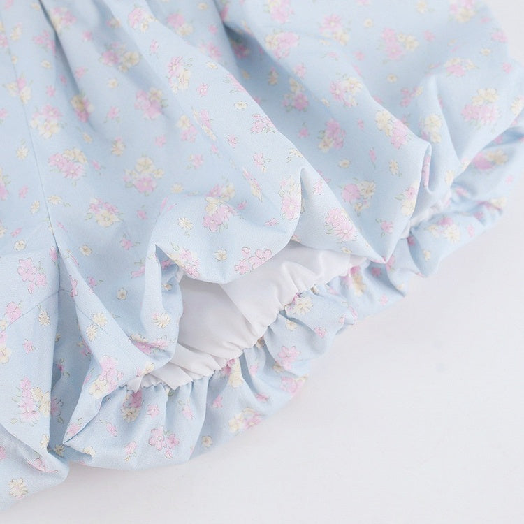 Blue Floral Print Bubble Shorts - serendipity | CoyBunny