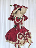Red Ruffled Sweet Lolita Fluffy OP Dress Full Set | CoyBunny