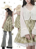 Green Plaid Halter Dress - PINK SAVIOR | CoyBunny