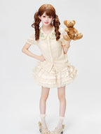 Green Grape Embroidery Collar Cream Short Sleeve Top - Dream Magic Box | CoyBunny