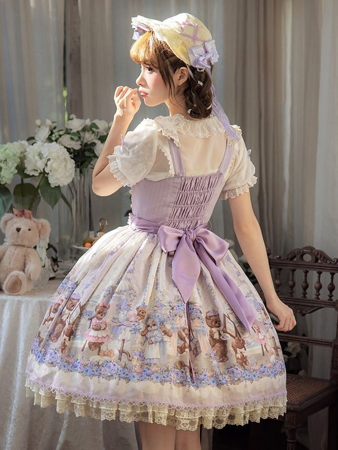 Sweet Floral Lolita Bonnet with Delicate Details - Stars Fall on the Foggy Island | CoyBunny