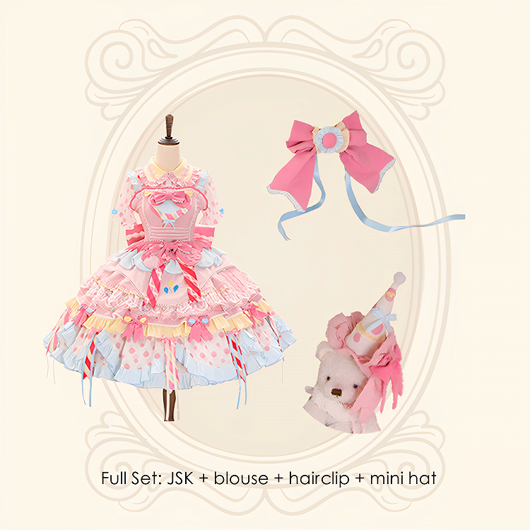Pastel Sweet Lolita JSK Dress with Polka Dots and Scalloped Hem - Dollet | CoyBunny