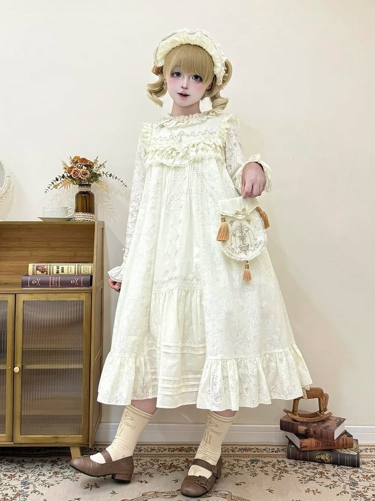 Beige A-line Lace OP Dress - iris de nuit | CoyBunny
