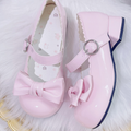 Sweet Lolita Pink Bow Round Toe Block Heel Mary Janes | CoyBunny
