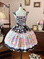 Charcoal Lace Bear-Print JSK with Bow Accents - Sweet Dream Shop | CoyBunny