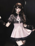 Stripe Dress Set with Lace Cape and Tie - Ekomi | CoyBunny