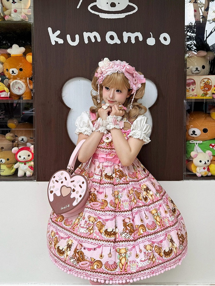 Pink Heart Shaped Sweet Lolita Crossbody Bag - Sheep Puff Bag | CoyBunny