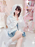 Sweet White Bowknot Sun Protection Jacket with Star Hood - NANACO | CoyBunny