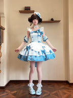 Blue Polka Dot Ruffled Sweet Lolita Jumper Skirt - Sweetheart Dream | CoyBunny