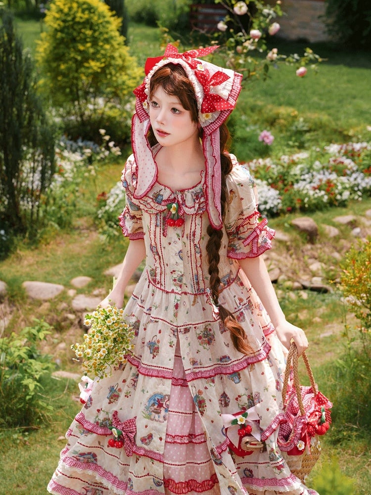 Pink Red Polka Dot Tiered Ruffles Lolita Underskirt - DrunkCoco | CoyBunny