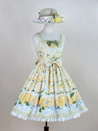 Chick Yellow Print Lemon Dress and Sweet Lolita High-Waisted Gingham - Miss Point | CoyBunny