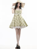 Green Plaid Halter Dress - PINK SAVIOR | CoyBunny