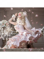 Pink Floral Fantasy Lolita Petticoat with 3D Flowers - Reverie Covenant | CoyBunny