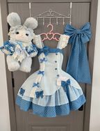 Blue Polka Dot Ruffled Sweet Lolita Jumper Skirt - Sweetheart Dream | CoyBunny