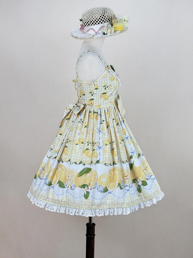 Chick Yellow Print Lemon Dress and Sweet Lolita High-Waisted Gingham - Miss Point | CoyBunny