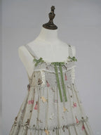 Green Cat Print High Waist Sweet Lolita Jumper Skirt - NyaNya | CoyBunny