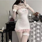 Bunny Kitty Print Kawaii Strapless Bodycon Sweet Lolita Dress | CoyBunny