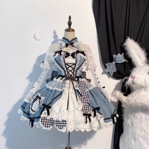 Alice in Wonderland Blue Checkerboard Sweet Lolita Dress | CoyBunny